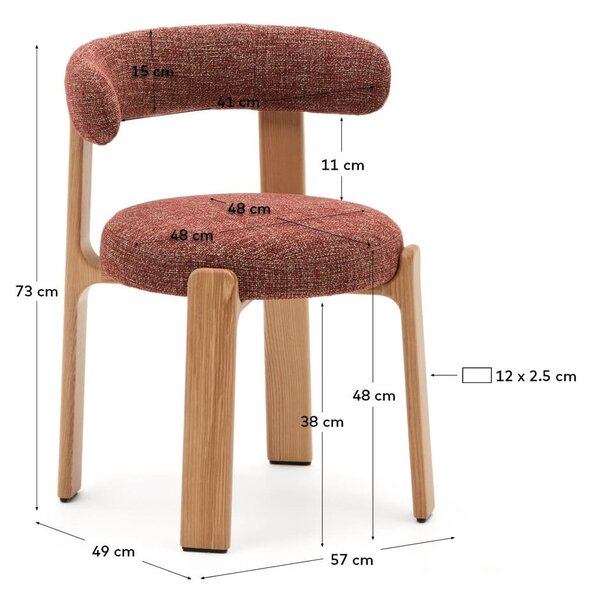 Krzesło z litego drewna jesionowego w kolorze naturalnym i kolorze terakoty Granite – Kave Home