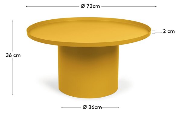 Musztardowy metalowy okrągły stolik ø 72 cm Fleksa – Kave Home