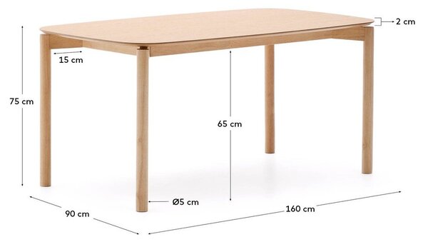 Stół w dekorze jesionu 90x160 cm Indara – Kave Home