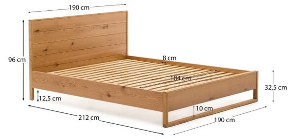 Łóżko dwuosobowe z litego drewna dębowego ze stelażem 180x200 cm Alguema – Kave Home