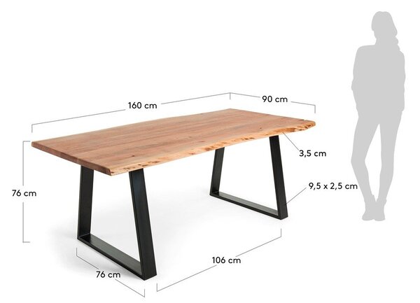 Stół z blatem z drewna akacjowego 90x160 cm Alaia – Kave Home