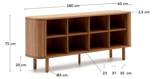 Komoda w dekorze jesionu z drzwiami przesuwnymi w naturalnym kolorze 180x75,5x40 cm Mailen – Kave Home