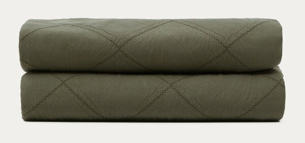 Zielona bawełniana narzuta pikowana 240x260 cm Serla – Kave Home
