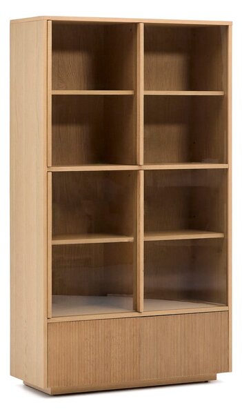 Witryna w dekorze dębu z drzwiami przesuwnymi w naturalnym kolorze 100x174x40 cm Helvine – Kave Home