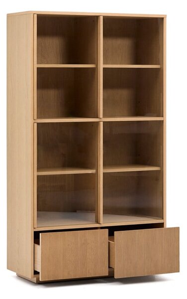 Witryna w dekorze dębu z drzwiami przesuwnymi w naturalnym kolorze 100x174x40 cm Helvine – Kave Home