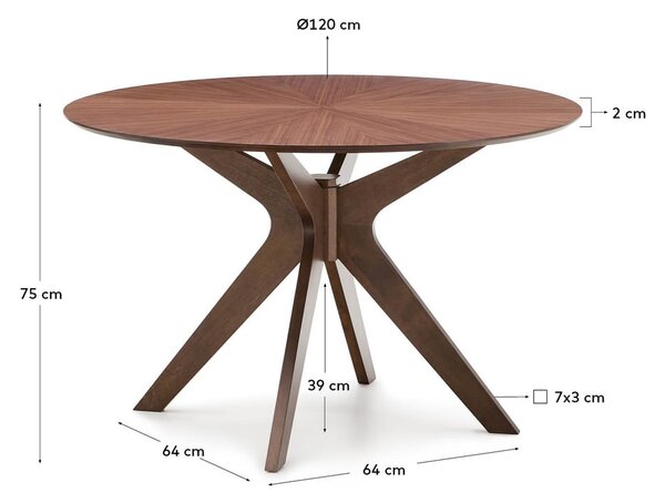 Okrągły stół z blatem w dekorze orzecha ø 120 cm Naanim – Kave Home