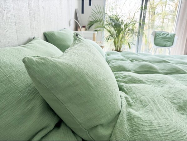 Zielona pościel jednoosobowa muślinowa 135x200 cm Plain Muslin – Butter Kings