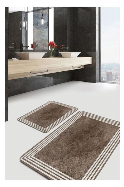 Szarobrązowe aksamitne dywaniki łazienkowe zestaw 2 szt. 60x100 cm – Mila Home