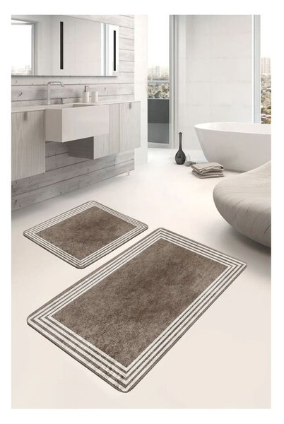 Szarobrązowe aksamitne dywaniki łazienkowe zestaw 2 szt. 60x100 cm – Mila Home