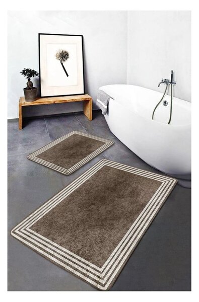 Szarobrązowe aksamitne dywaniki łazienkowe zestaw 2 szt. 60x100 cm – Mila Home