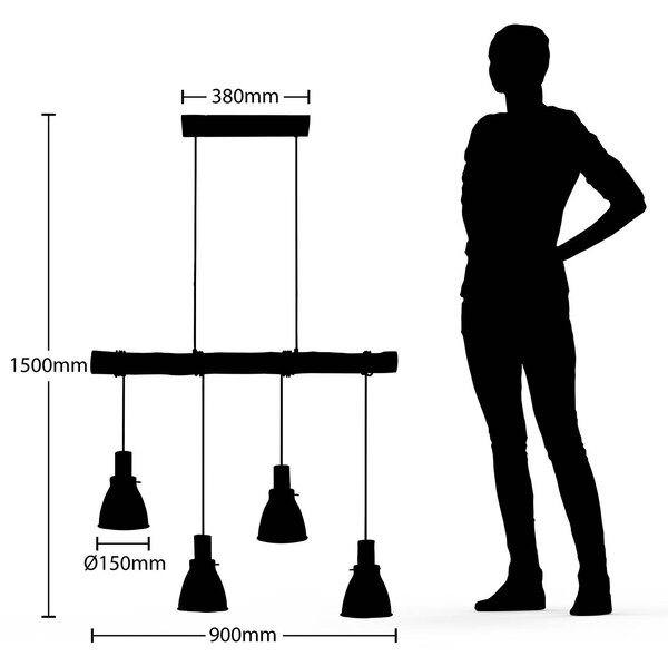 Lampa wisząca Trebale Lindby, możliwość ściemniania, czarny, salon / jadalnia, metal, skandynawski