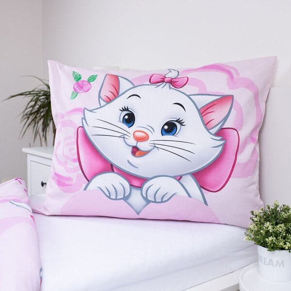 Różowa bawełniana pościel dziecięca jednoosobowa 140x200 cm Marie Cat "Pink" – Jerry Fabrics
