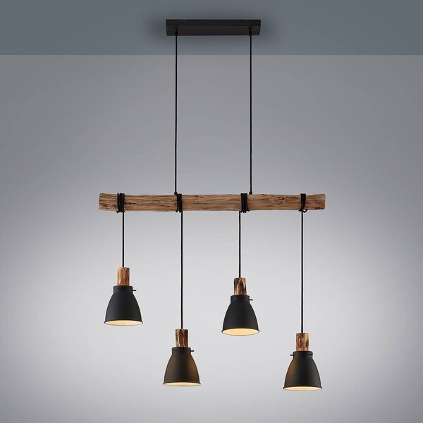 Lampa wisząca Trebale Lindby, możliwość ściemniania, czarny, salon / jadalnia, metal, skandynawski
