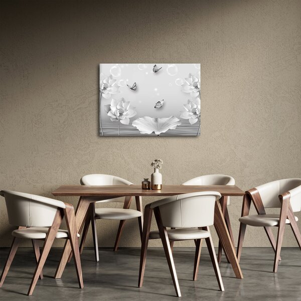 Obraz - Kwiatowy wzór z motylkami (70x50 cm)