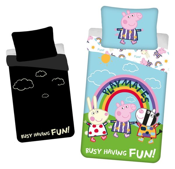 Bawełniana fluorescencyjna pościel dziecięca jednoosobowa 140x200 cm Peppa Pig – Jerry Fabrics