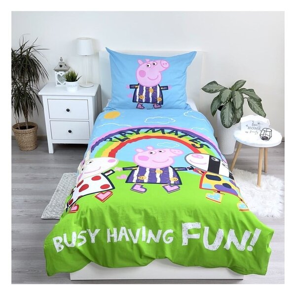 Bawełniana fluorescencyjna pościel dziecięca jednoosobowa 140x200 cm Peppa Pig – Jerry Fabrics