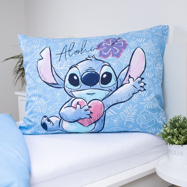 Niebieska bawełniana pościel dziecięca jednoosobowa 140x200 cm Lilo and Stitch "Wave" – Jerry Fabrics
