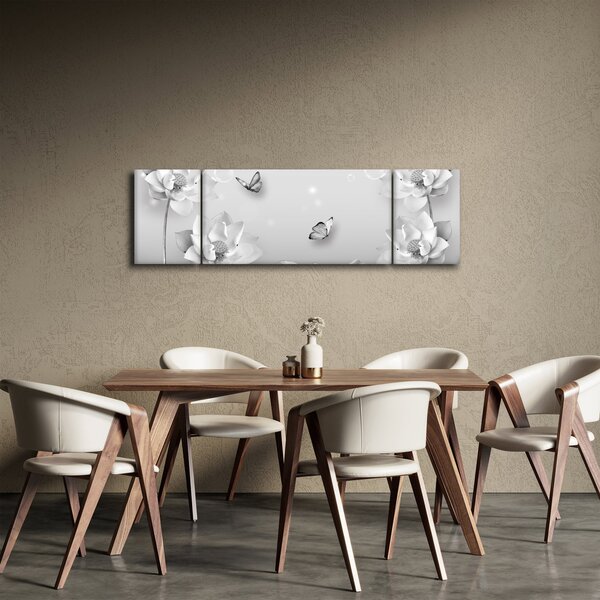 Obraz - Kwiatowy wzór z motylkami (170x50 cm)