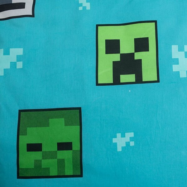 Zielono-niebieska bawełniana pościel dziecięca jednoosobowa 140x200 cm Minecraft "Mobs Here" – Jerry Fabrics