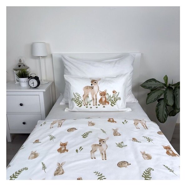 Biało-brązowa bawełniana pościel dziecięca do łóżeczka 100x135 cm Forest Animals – Jerry Fabrics