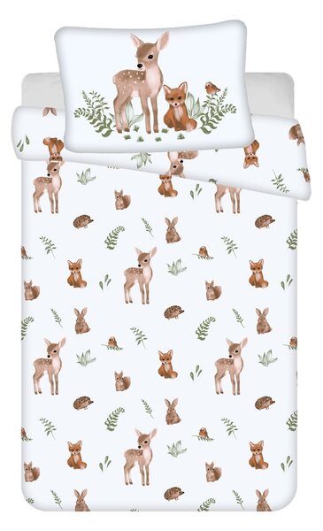 Biało-brązowa bawełniana pościel dziecięca do łóżeczka 100x135 cm Forest Animals – Jerry Fabrics