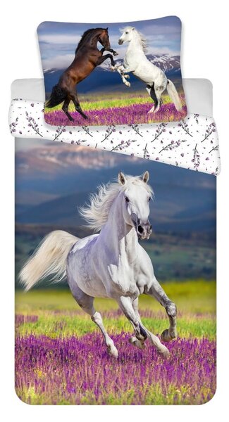 Bawełniana pościel dziecięca jednoosobowa 140x200 cm Horse "Meadow" – Jerry Fabrics