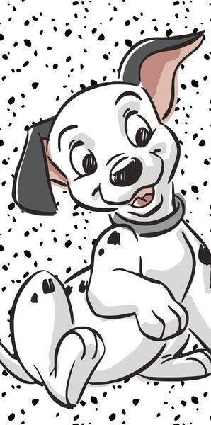 Czarno-biały bawełniany ręcznik dziecięcy 70x140 cm 101 Dalmatians "Lucky" – Jerry Fabrics