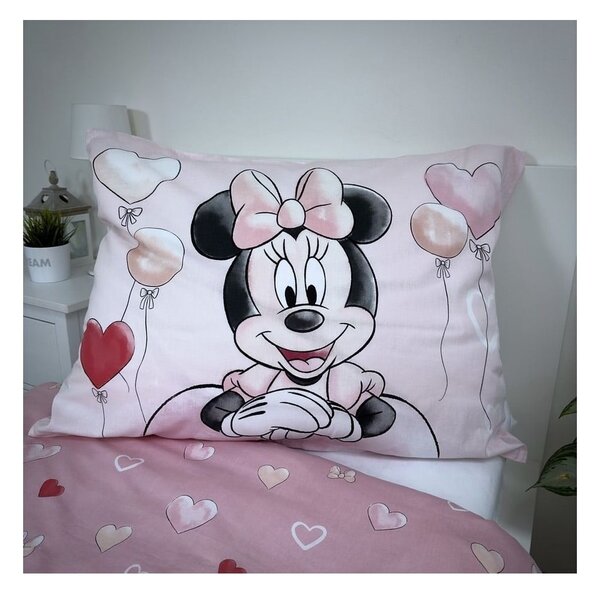 Różowa bawełniana pościel dziecięca jednoosobowa 140x200 cm Minnie "Balloon" – Jerry Fabrics
