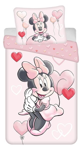 Różowa bawełniana pościel dziecięca jednoosobowa 140x200 cm Minnie "Balloon" – Jerry Fabrics
