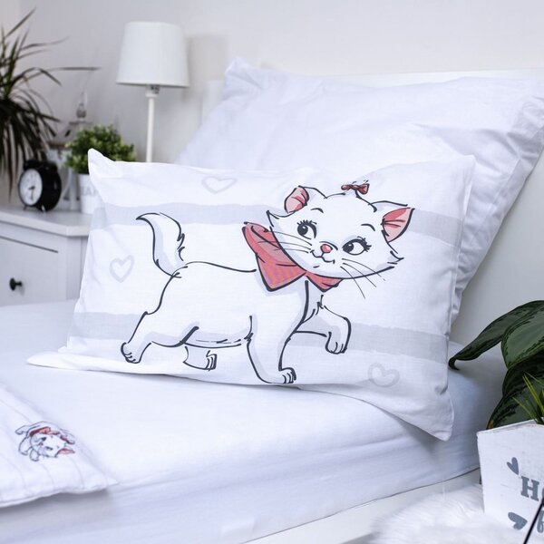Biała bawełniana pościel dziecięca do łóżeczka 100x135 cm Marie Cat "Bow" – Jerry Fabrics