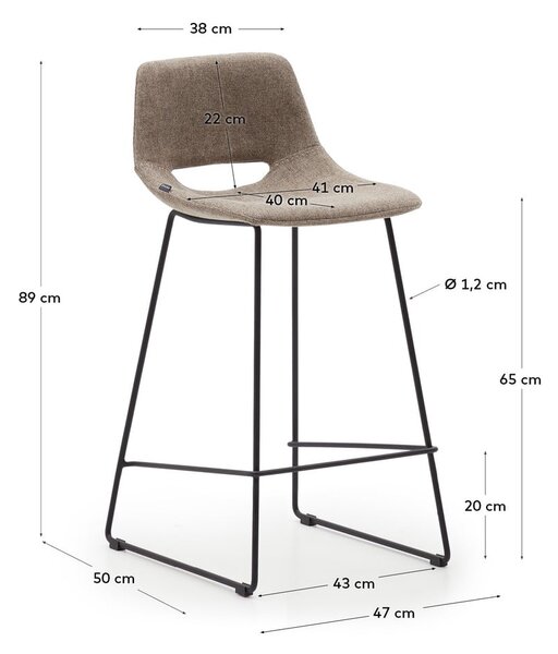 Jasnobrązowy hoker (wysokość siedziska 65 cm) Zahara – Kave Home