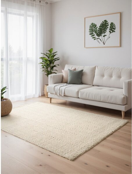 Kremowy dywan z mieszanki wełny tkany ręcznie 80x150 cm Majoli – Elle Decoration