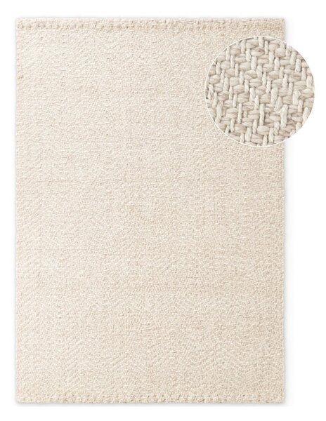 Kremowy dywan z mieszanki wełny tkany ręcznie 80x150 cm Majoli – Elle Decoration