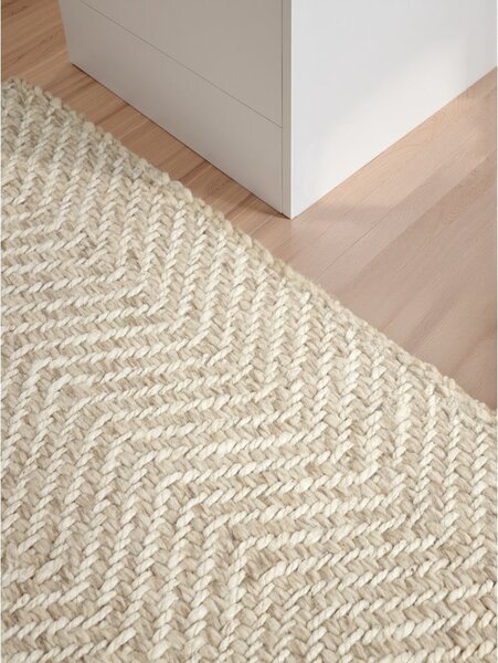 Kremowy dywan z mieszanki wełny tkany ręcznie 80x150 cm Majoli – Elle Decoration
