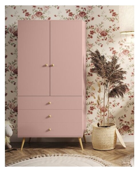 Szafa LEBEL z szufladami 3SZ 100cm rÃ³Å¼owa