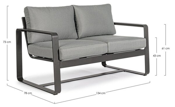 Szara aluminiowa sofa ogrodowa Merrigan – Bizzotto