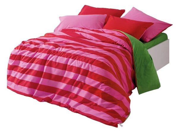 Zielono-różowa pościel dwuosobowa z bawełny renforcé z prześcieradłem/4-częściowa 200x220 cm Cherie – Mijolnir