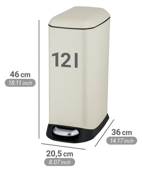 Kremowy stalowy kosz na śmieci z pedałem 12 l Design – Wenko