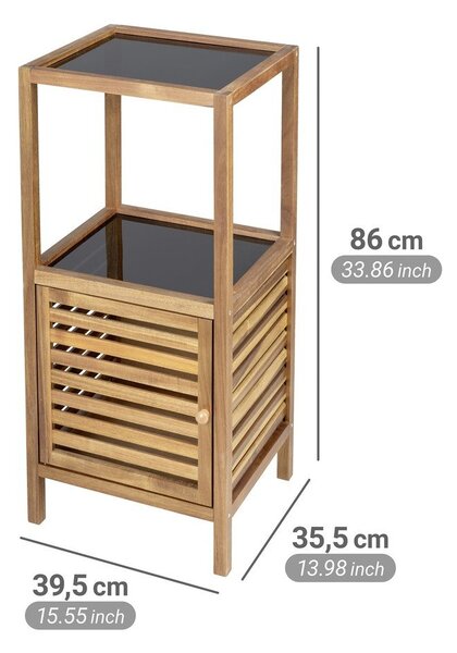 Czarno-naturalna niska wąska szafka łazienkowa z litego drewna akacjowego 39,5x86 cm Fondi – Wenko