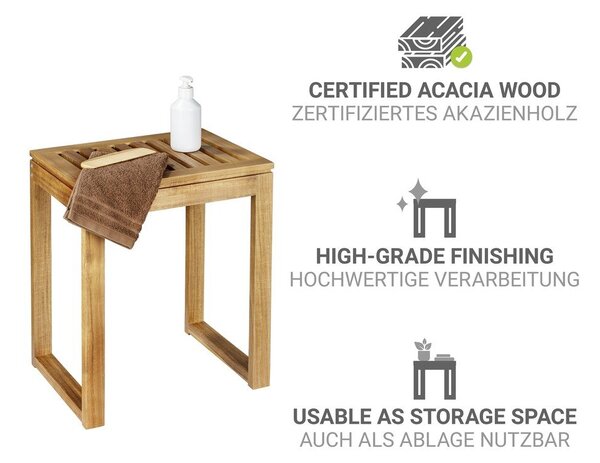 Stołek z litego drewna akacjowego w naturalnym kolorze Fondi – Wenko