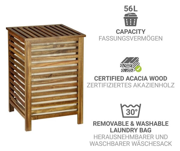 Drewniany kosz na pranie w ciemnym naturalnym kolorze 56 l Fondi – Wenko