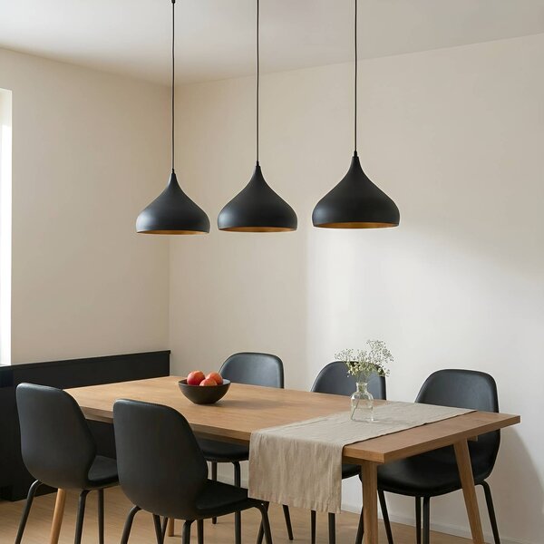 Lampa wisząca Elamira Lindby, możliwość ściemniania, czarny, salon / jadalnia, metal, nowoczesny
