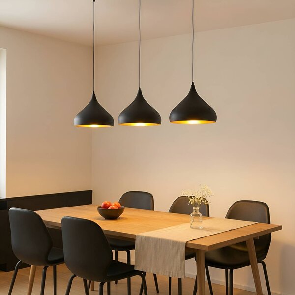 Lampa wisząca Elamira Lindby, możliwość ściemniania, czarny, salon / jadalnia, metal, nowoczesny