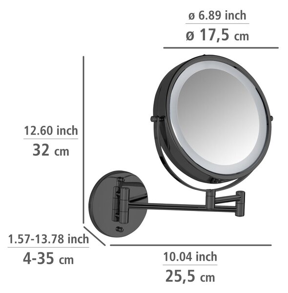 Lustro kosmetyczne z oświetleniem/powiększające (powiększenie 5x) ø 25,5 cm Lumi – Wenko