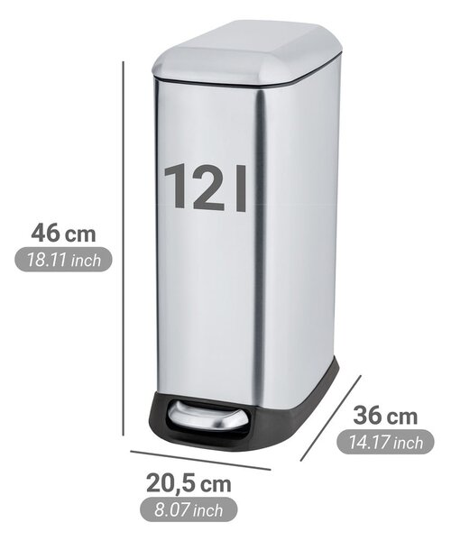 Kosz na śmieci z pedałem ze stali nierdzewnej w kolorze srebra 12 l Design – Wenko