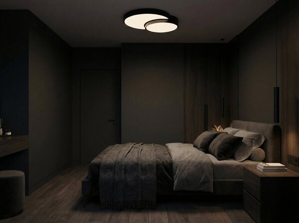 NOWOCZESNA LAMPA SUFITOWA PLAFON CZARNY ORBO DUO D48