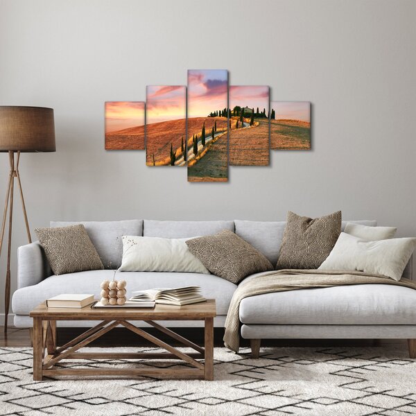 Obraz - Dom na wzgórzu, Toskania, Włochy (125x70 cm)