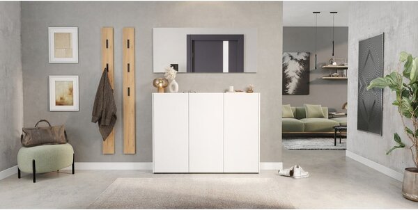 Biała szafka w dekorze dębu 138x105x25 cm Libbiano – Germania