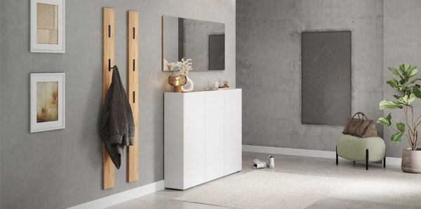 Biała szafka w dekorze dębu 138x105x25 cm Libbiano – Germania