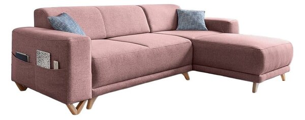 Różowy rozkładany/ze schowkiem narożnik Classy Sophie – Miuform